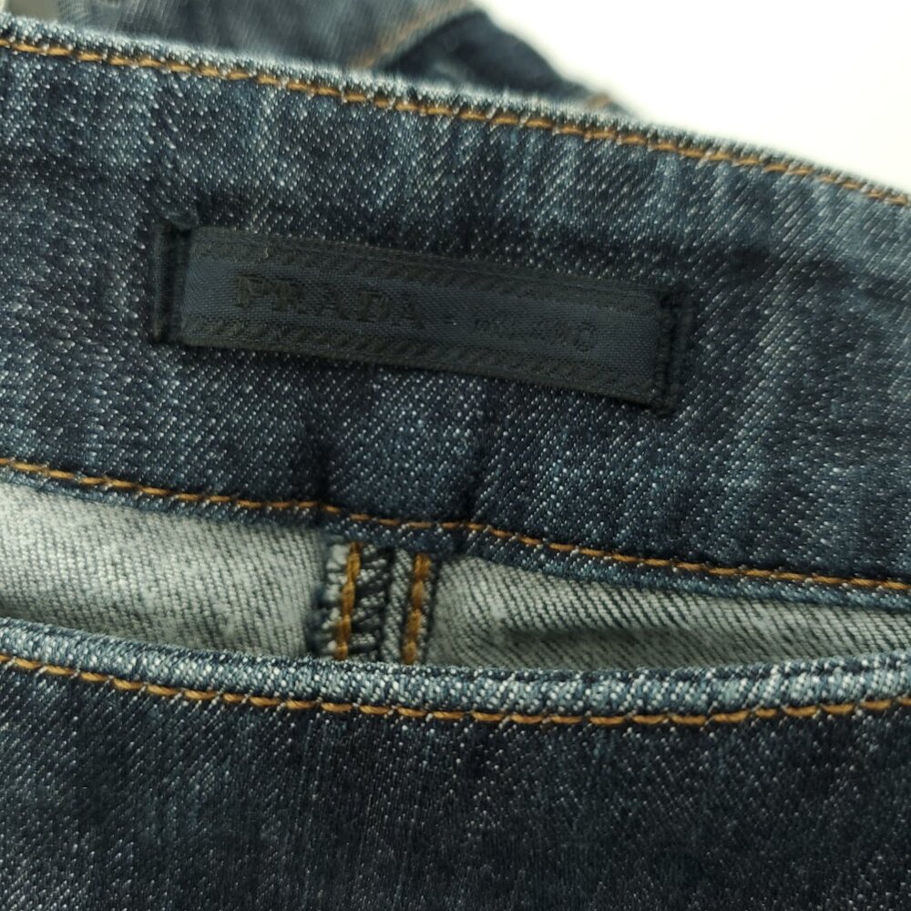 Prada High Rise Stretchy Skinny Jeans Size 31 Dark Blue - Picture 3 of 15
